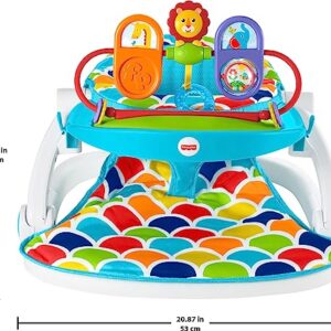 Fisher-Price Baby Portable Baby Chair,Deluxe Sit-Me-Up Floor Seat with Removable Toys and Snack Tray,Happy Hills