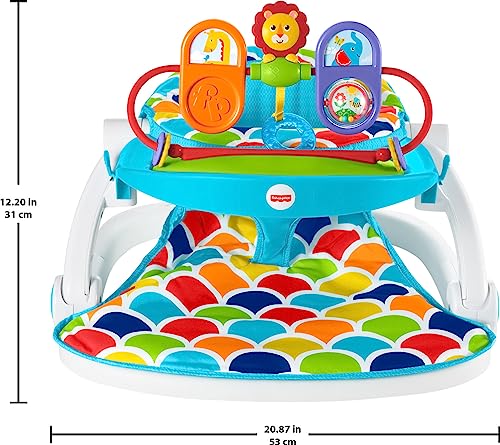 Fisher-Price Baby Portable Baby Chair,Deluxe Sit-Me-Up Floor Seat with Removable Toys and Snack Tray,Happy Hills