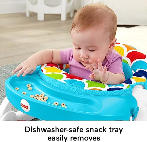 Fisher-Price Baby Portable Baby Chair,Deluxe Sit-Me-Up Floor Seat with Removable Toys and Snack Tray,Happy Hills