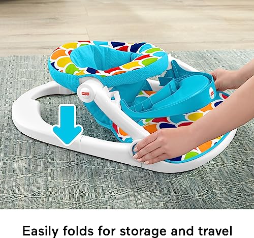 Fisher-Price Baby Portable Baby Chair,Deluxe Sit-Me-Up Floor Seat with Removable Toys and Snack Tray,Happy Hills