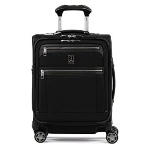 travelpro platinum elite softside expandable carry on luggage, 8 wheel spinner suitcase, usb port, men and women, international, shadow black, carry on 19-inch