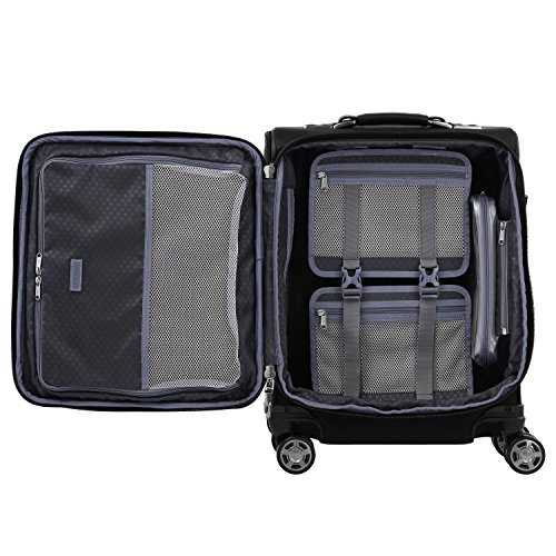 Travelpro Platinum Elite Softside Expandable Carry on Luggage, 8 Wheel Spinner Suitcase, USB Port, Men and Women, International, Shadow Black, Carry On 19-Inch