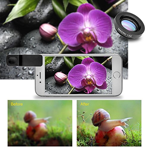 Godefa Cell Phone Camera Lens with Tripod+ Shutter Remote,6 in 1 18x Telephoto Zoom Lens/Wide Angle/Macro/Fisheye/Kaleidoscope/CPL, Clip-On lense Compatible for iPhone X 8 7 6s Plus, Samsung and More