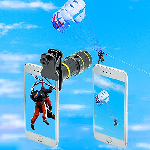 Godefa Cell Phone Camera Lens with Tripod+ Shutter Remote,6 in 1 18x Telephoto Zoom Lens/Wide Angle/Macro/Fisheye/Kaleidoscope/CPL, Clip-On lense Compatible for iPhone X 8 7 6s Plus, Samsung and More