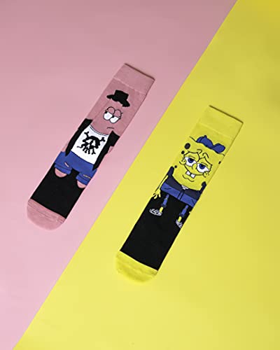 Odd Sox, SpongeBob and Patrick Hipster, Novelty Crew Socks, Wacky Crazy Fun 90s