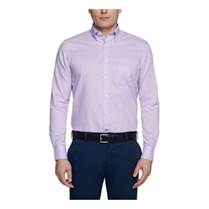 tommy hilfiger men's non iron solid button down collar, frosted lilac, 16.5" neck 34"-35" sleeve