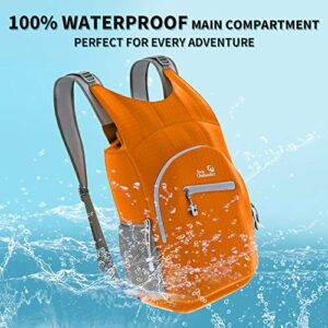 Outlander 100% Waterproof Hiking Backpack Lightweight Packable Travel Daypack(Orange) 25L