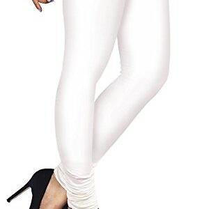 ladyline Extra Long Churidar Leggings Plain Cotton Indian Yoga Workout Pants for Women (2XL-3XL-White)