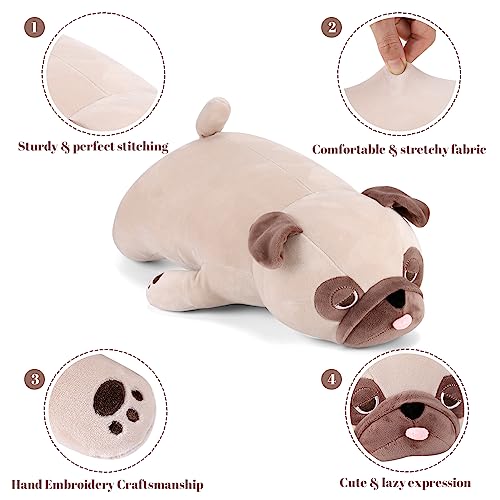 meowtastic Cute Weighted Stuffed Animals - 20" 2.0 lbs Weighted Pug Stuffed Animal Bulldog Plush Pillow, Big Weighted Stuffed Dog Plush Toys Gifts for Kids & Adults (20" 2.0 lbs, Beige Pug)