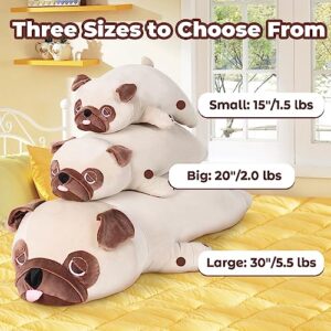 meowtastic Cute Weighted Stuffed Animals - 20" 2.0 lbs Weighted Pug Stuffed Animal Bulldog Plush Pillow, Big Weighted Stuffed Dog Plush Toys Gifts for Kids & Adults (20" 2.0 lbs, Beige Pug)