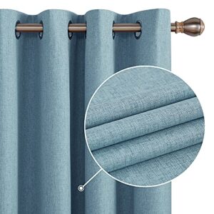 deconovo total blackout curtains 45 inch length, teal curtains set of 2, linen textured grommets top curtain with coating, short curtains for small windows(teal, 52w x 45l inch, 2 panels)