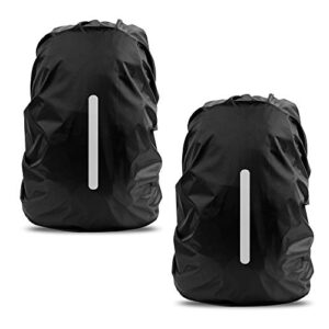 lama 2pcs waterproof rain cover for backpack, reflective rainproof protector for anti-dust and anti-theft m 30l-40l black