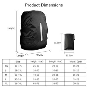 LAMA 2pcs Waterproof Rain Cover for Backpack, Reflective Rainproof Protector for Anti-dust and Anti-Theft M 30L-40L Black