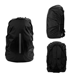 LAMA 2pcs Waterproof Rain Cover for Backpack, Reflective Rainproof Protector for Anti-dust and Anti-Theft M 30L-40L Black