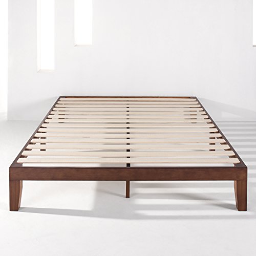 Mellow 12" Classic Solid Wood Platform Bed Frame w/Wooden Slats (No Box Spring Needed), Queen, Antique Espresso