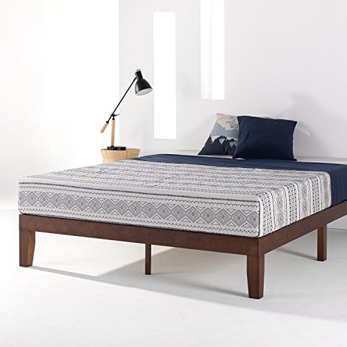 Mellow 12" Classic Solid Wood Platform Bed Frame w/Wooden Slats (No Box Spring Needed), Queen, Antique Espresso