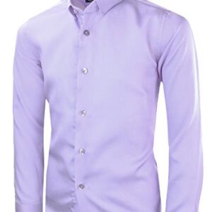 Black n Bianco Boys' Signature Sateen Long Sleeve Dress Shirt (18, Lilac)