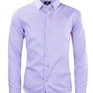 Black n Bianco Boys' Signature Sateen Long Sleeve Dress Shirt (18, Lilac)