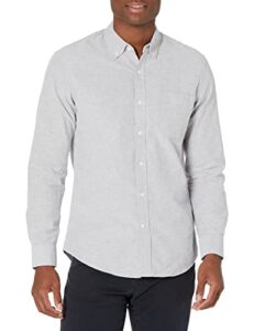 amazon essentials men's slim-fit long-sleeve pocket oxford shirt, grey, small