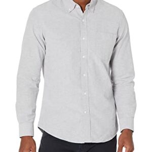 Amazon Essentials Men's Slim-Fit Long-Sleeve Pocket Oxford Shirt, Grey, Small