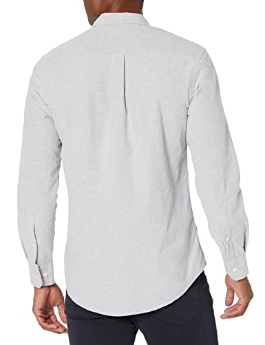 Amazon Essentials Men's Slim-Fit Long-Sleeve Pocket Oxford Shirt, Grey, Small