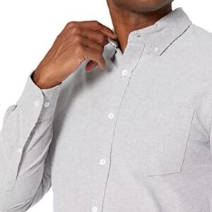 Amazon Essentials Men's Slim-Fit Long-Sleeve Pocket Oxford Shirt, Grey, Small