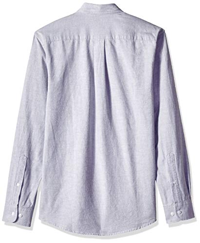 Amazon Essentials Men's Slim-Fit Long-Sleeve Pocket Oxford Shirt, Grey, Small