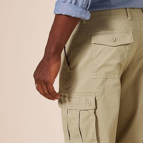 Amazon Essentials Men's Straight-Fit Stretch Cargo Pant (Available in Big & Tall), Khaki Brown, 34W x 32L