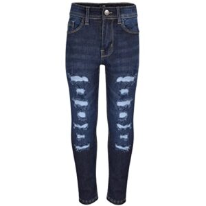 kids girls skinny jeans denim ripped stretchy - girls jeans m617 dark blue 13