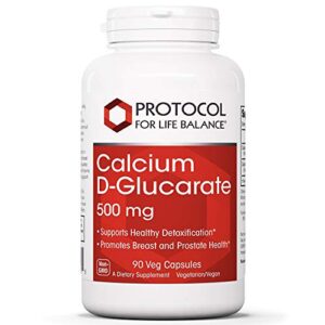 protocol for life balance - calcium d glucarate 500mg - supports detoxification, promotes liver detox, breast, colon and prostate health - 90 vegetable capsules