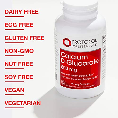 Protocol For Life Balance - Calcium D Glucarate 500mg - Supports Detoxification, Promotes Liver Detox, Breast, Colon and Prostate Health - 90 Vegetable Capsules