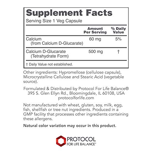 Protocol For Life Balance - Calcium D Glucarate 500mg - Supports Detoxification, Promotes Liver Detox, Breast, Colon and Prostate Health - 90 Vegetable Capsules