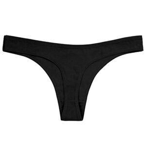 ANZERMIX Women's Breathable Cotton Thong Panties Pack of 6 (Black-6PK, Medium)
