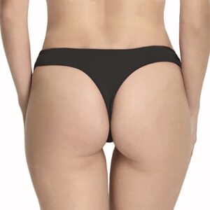 ANZERMIX Women's Breathable Cotton Thong Panties Pack of 6 (Black-6PK, Medium)