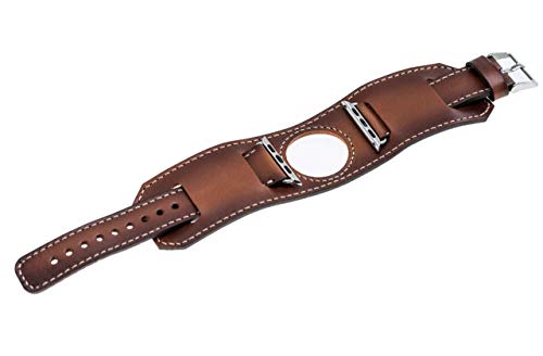 VENOULT Compatible Apple Watch Cuff Brown Leather Band for All Series iWatch Band, Man or Women, Genuine Leather Strap, High Quality, Engraving Available, HANDMADE