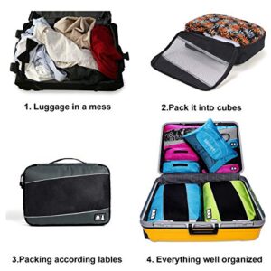 8 Set Packing Cubes, Travel Luggage Bags Organizers Mixed Color Set (Green Black)