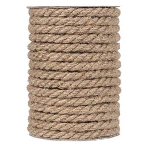 tenn well 10mm jute rope, 50 feet 3/8 inch natural heavy duty twine rope decorative jute cord for crafting, cat scratch post, gardening, bundling, diy projects