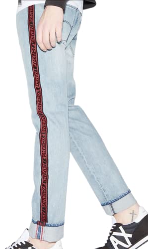 A|X ARMANI EXCHANGE Men's Five Pocket Jean with Logo, Indigo Denim, 32