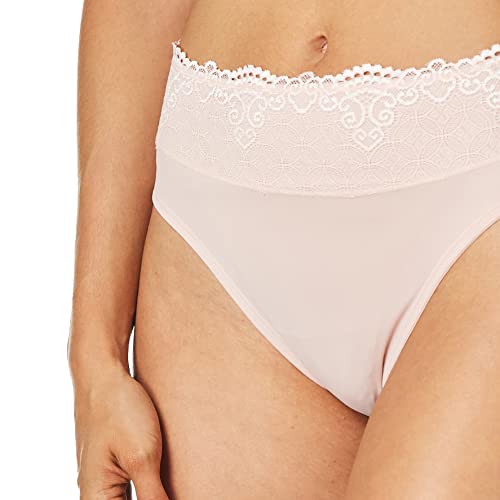 Bali Women's Hi-Cut Panties, High-Waisted Smoothing Panty, High-Cut Brief Underwear for Women, Comfortable Underpants, Sheer Pale Pink, Large