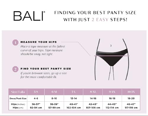 Bali Women's Hi-Cut Panties, High-Waisted Smoothing Panty, High-Cut Brief Underwear for Women, Comfortable Underpants, Sheer Pale Pink, Large