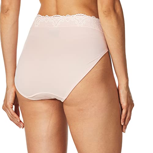 Bali Women's Hi-Cut Panties, High-Waisted Smoothing Panty, High-Cut Brief Underwear for Women, Comfortable Underpants, Sheer Pale Pink, Large