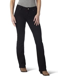 wrangler women's western mid rise stretch boot cut jean, black, 7w x 32l