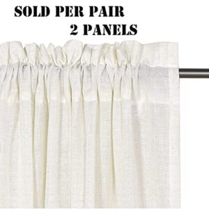 Natural Linen Curtains 108 Inches Long for Living Room 2 Panels Set Rod Pocket Draperies Neutral Earth Tone Soft Cotton Textured Semi Sheer Linen Curtains for Large Window Vertical 9 FT Tall
