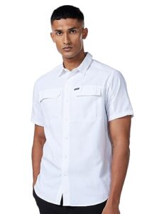 columbia men's silver ridge 2.0 short sleeve shirt, uv sun protection, moisture wicking fabric, white, medium