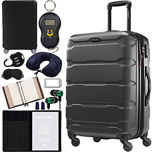 Samsonite Omni Hardside Luggage 28" Spinner Black (68310-1041) Bundle with Deco Gear Ultimate 10pc Luggage Accessory Kit