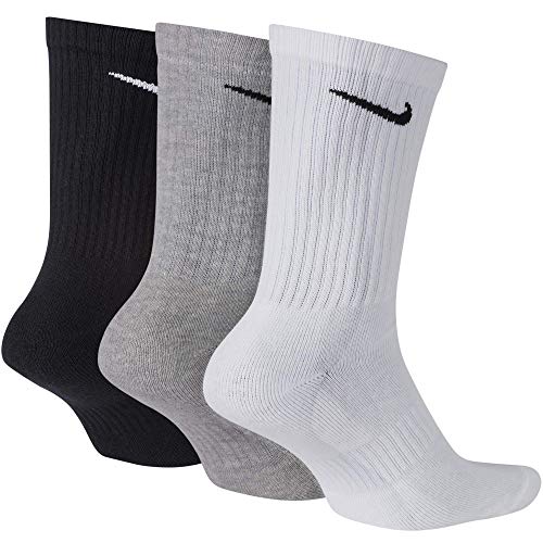 Nike Everyday Cushion Crew Training Socks, Unisex Nike Socks with Sweat-Wicking Technology and Impact Cushioning (3 Pair), Multi-Color, Medium