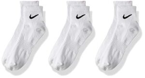 nike everyday cushion ankle training socks (3 pair), men's & women's with sweat-wicking technology, white/black, medium