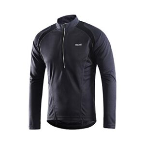 arsuxeo men's half zipper cycling jerseys long sleeves mtb bike shirts 6031 gray size medium