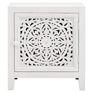 Signature Design by Ashley Fossil Ridge Boho Accent Cabinet or End Table, Vintage White