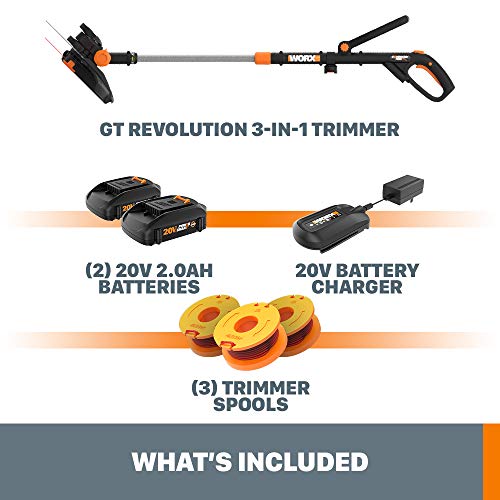 Worx WG170 GT Revolution 20V 12" String Trimmer Grass Trimmer/Edger/Mini-Mower (Batteries & Charger Included)